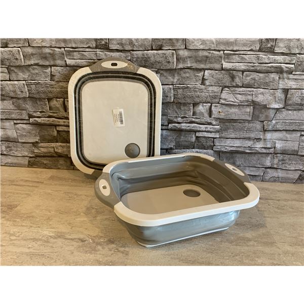 Lot of 2 Collapsible Cutting And Washing Board With Drain