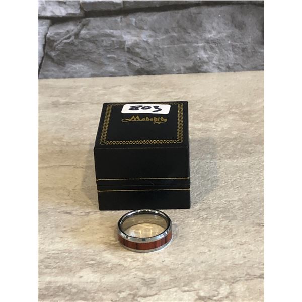 Silver Burgandy Colour Ring Size 12