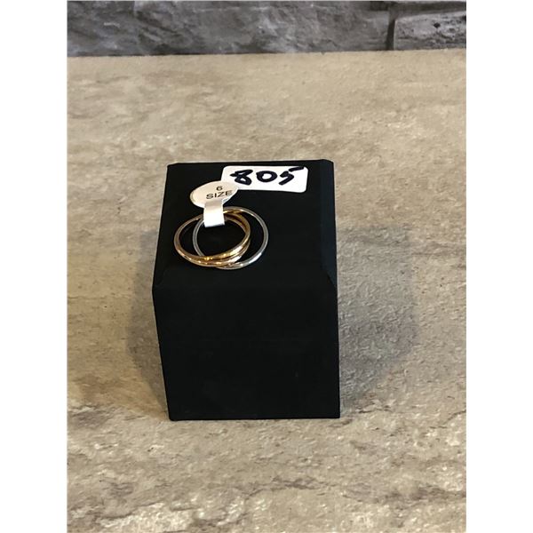 Silver And Gold Colour 3 Ring Ring Size 6 Womens