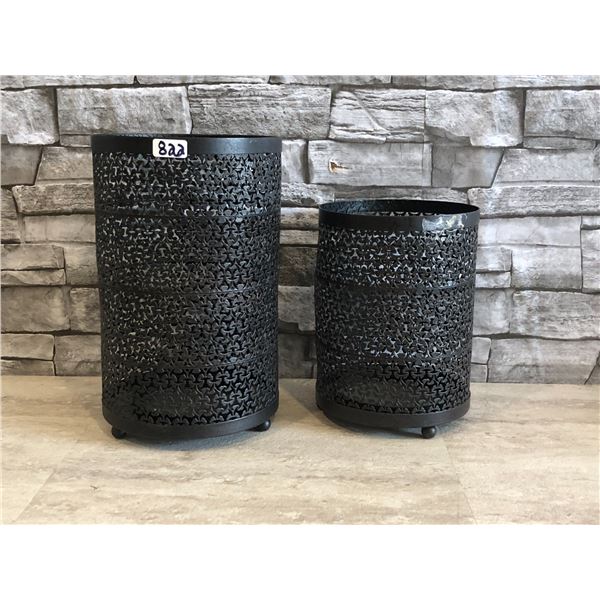 Metal Candle Holders - Set of 2 - 1 x 10"H & 1 x 8"H