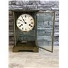 Image 3 : Antique Brass Four Glass French Mantle Clock - 13"H x 8.5" x 6"