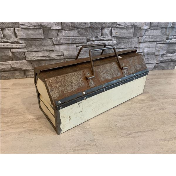 Vintage Metal Tool Box - 16in by 6in