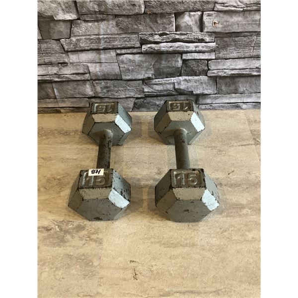 Lot of 2 15 Pound Steel Free Weights
