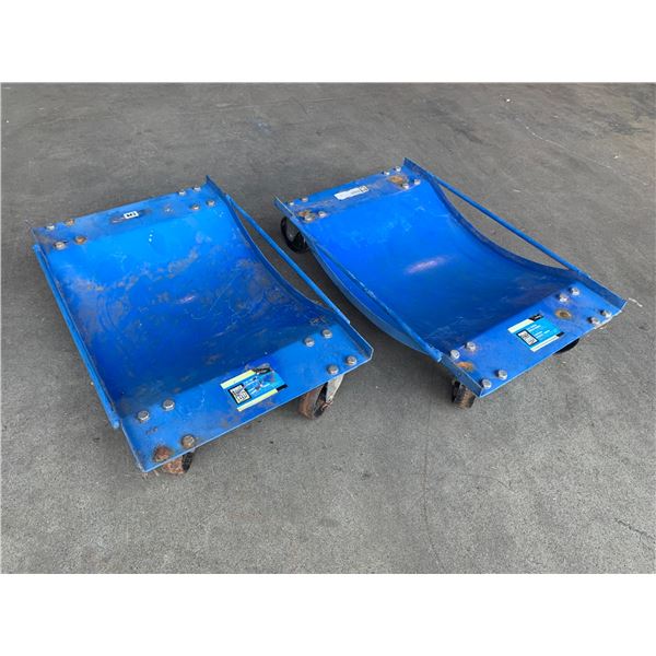 Lot of 2 Powerfist - 1000 LB Vehicle Dollies - 3.5 inch Cast Iron Wheels