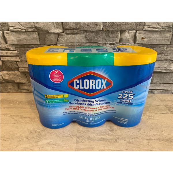 3-Pack Clorox Disinfecting Wipes - 3 Tubs x 75 Wet Wipes Each  (2x Crisp Lemon, 1x Fresh Scent)- NEW