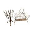 Image 1 : 2x Vintage Mid Century Modern Collectibles: Magazine Holder & Plant Stand
