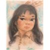 Image 2 : 1981 Noel Wuttunee Signed Original Pastel Painting Of A Young First Nations Girl