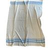 Image 1 : Vintage Beige & Blue Stripe Wool Blanket