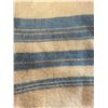 Image 2 : Vintage Beige & Blue Stripe Wool Blanket