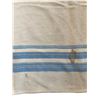 Image 3 : Vintage Beige & Blue Stripe Wool Blanket