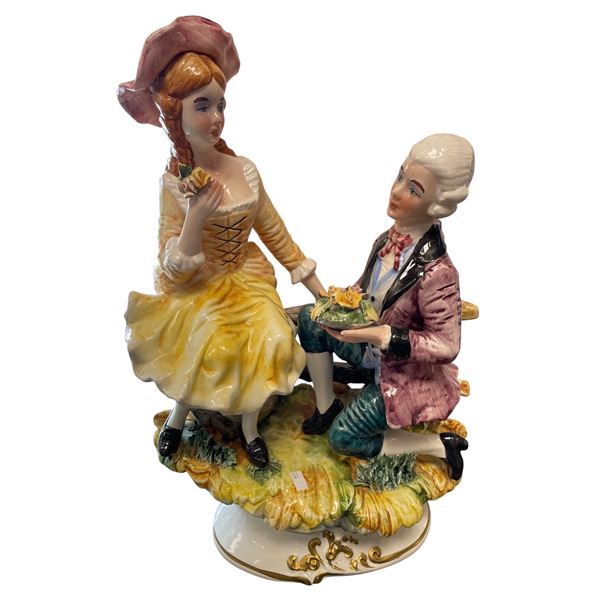 Vintage Capodimonte Courting Porcelain Figurine
