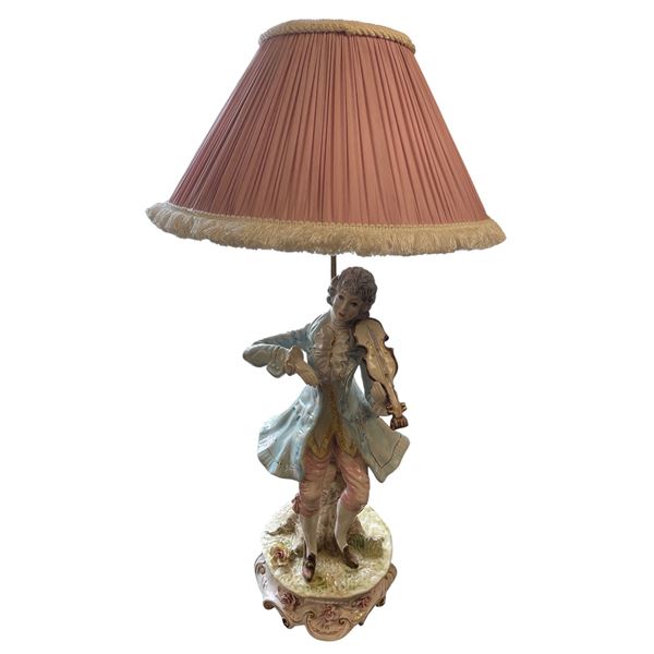 Vintage Capodimonte Porcelain Violinist Table Lamp