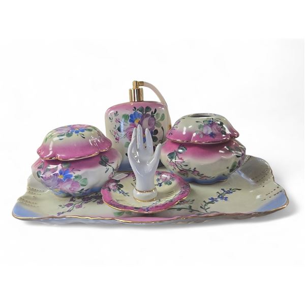 5x Piece Limoges China Vanity Set