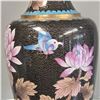Image 3 : Vintage Cloisonne Black Floral Vase With Damage