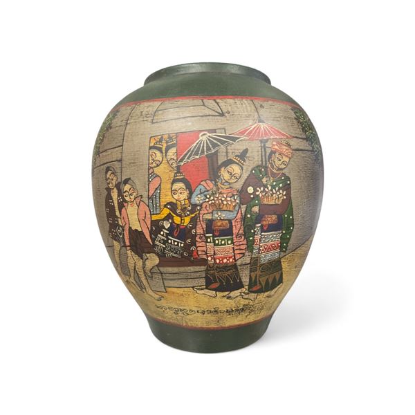 Vintage Asian Hand Painted Vase