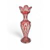 Image 1 : Vintage Hand Painted Cranberry Glass Vase