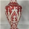 Image 3 : Vintage Hand Painted Cranberry Glass Vase