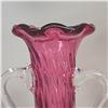 Image 2 : Vintage Cranberry Glass Double Handled Vase