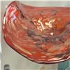 Image 2 : Vintage Orange Art Glass Center Piece Bowl With Gold Shimmering Details