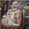 Image 3 : Chinese Porcelain Statue Laughing Buddha With Heavy Rosewood Base
