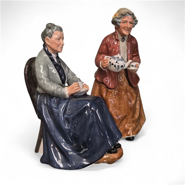 2x Vintage Royal Doulton Porcelain Figurines: Teatime & The Cup Of Tea