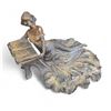 Image 1 : Antique Cast Metal Deco Woman Ink Well With Blue Cobalt Insert