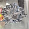 Image 2 : Antique Cast Metal Deco Woman Ink Well With Blue Cobalt Insert