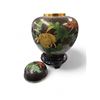Image 2 : Vintage Cloisonne Black Floral Lidded Vase With Stand