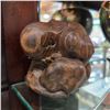 Image 2 : 3x Collectibles: Rosewood Weeping Buddha, Antique Brass Buddha, & Chinese Pewter Vase