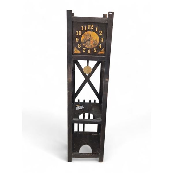 Antique Grandfather Clock With Key & Pendulum