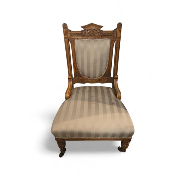 Vintage Press Back Ladies Slipper Chair ON Castor Wheels