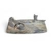 Image 1 : Vintage Inuit Soapstone Carving Canoe Rider In Ocean With Walrus'