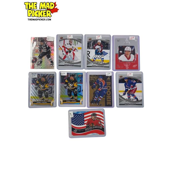 9x Assorted NHL Hockey Cards: Sidney Crosby, Patrick Kane, & More