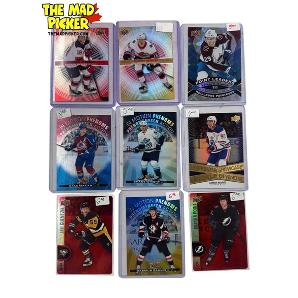 9x Assorted NHL Hockey Cards: Connor McDavid, Cale Makar, Shane Wright, & More