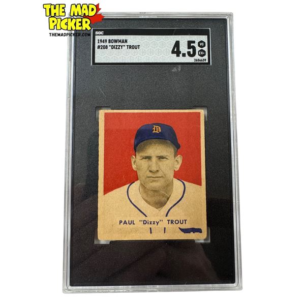 SGC 4.5 VG EX+ Graded Paul "Dizzy" Trout 1949 Bowman Baseball Card
