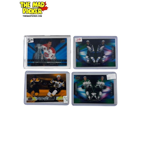 4x Upper Deck Hockey Cards: Jason Roberston, Brad Marchand, Kyle Connor, & Guy Carbonneau
