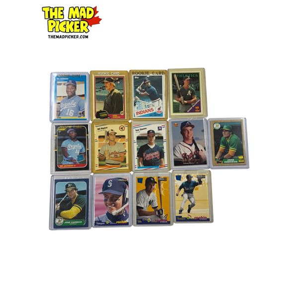 13x Assorted MLB Baseball Cards: Jeter, Jones, Canseco, Gibson, & More