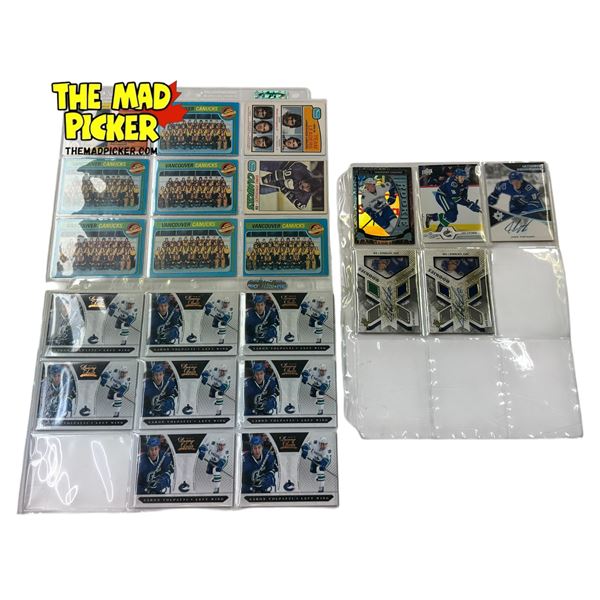 22x Assorted Canucks NHL Hockey Cards: Limited Edition, Autographed, Jersey