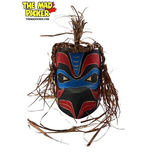Vintage Stevie Charlie Signed First Nations Hand Carved & Painted Thunderbird Mask