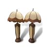 Image 1 : 2x Vintage Heavy Metal Banded Table Lamps