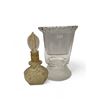 Image 1 : 2x Vintage Glass Collectibles: Frosted Bottom Lion Motif Cup 