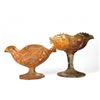 Image 1 : 2x Vintage Carnival Glass Ruffled Catch All Bowls On Pedestal