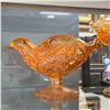 Image 2 : 2x Vintage Carnival Glass Ruffled Catch All Bowls On Pedestal