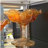Image 3 : 2x Vintage Carnival Glass Ruffled Catch All Bowls On Pedestal