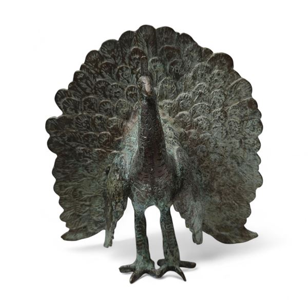 Vintage Bronze Peacock Figurine