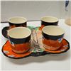 Image 2 : Vintage Ivory Ware Hancock's Hand Painted Butterfly Tea Cup Set