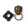 Image 1 : 2x Door Knockers: Brass Lion Head & Cast Iron Fleur De Lis Style