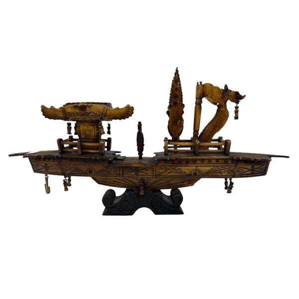 Vintage Asian Bone Carved Boat