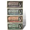 Image 1 : 4x 1954 Canadian Bank Notes: $10, $5, $2,$1