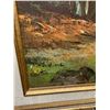 Image 2 : Vintage Artist Signed Original Oil On Canvas Painting House In The Forrest Scene